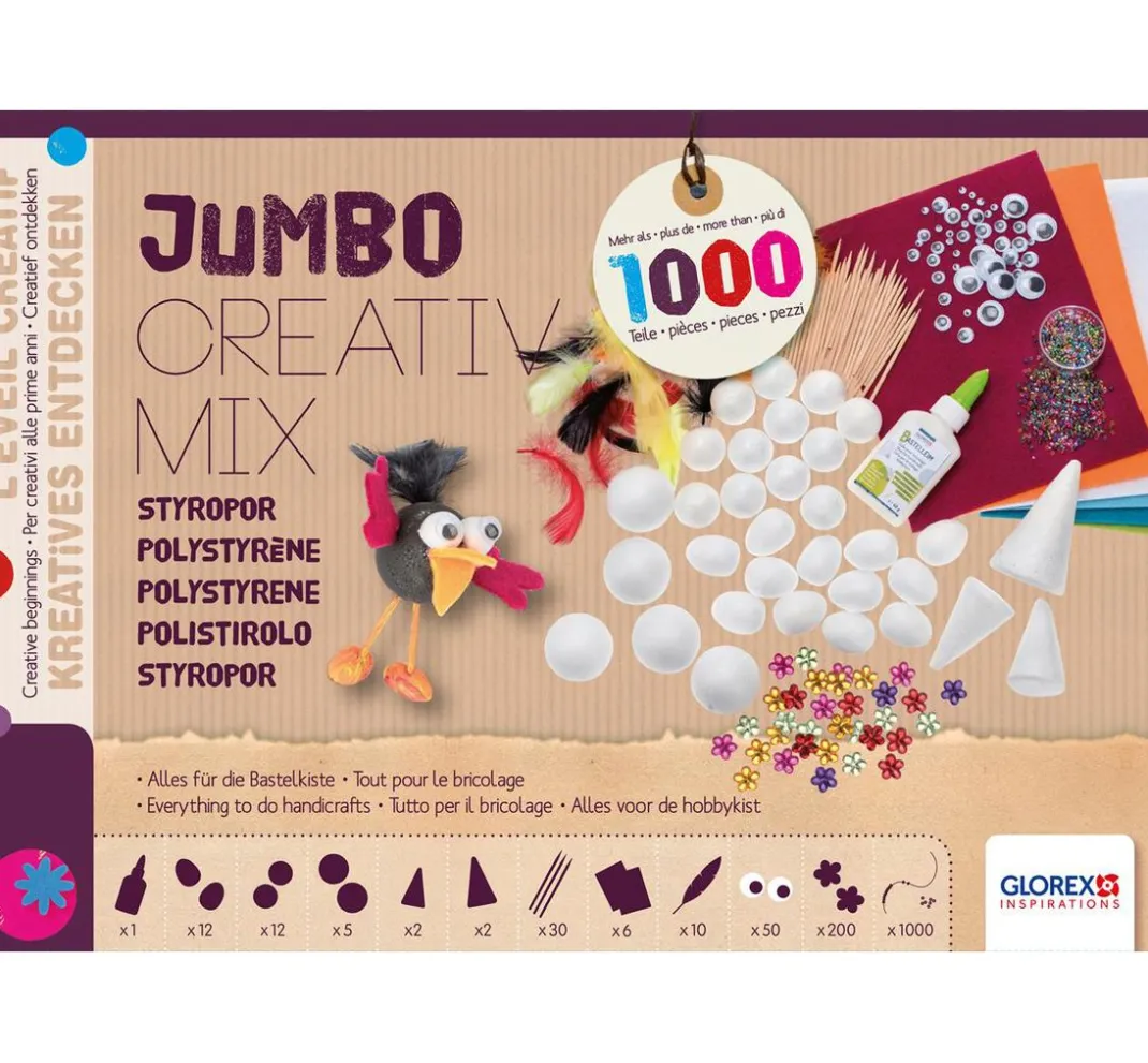 Kinder GLOREX Deko-Bastelsets>Jumbo Creativ-Mix "Styropor", ca. 1.000 Teile