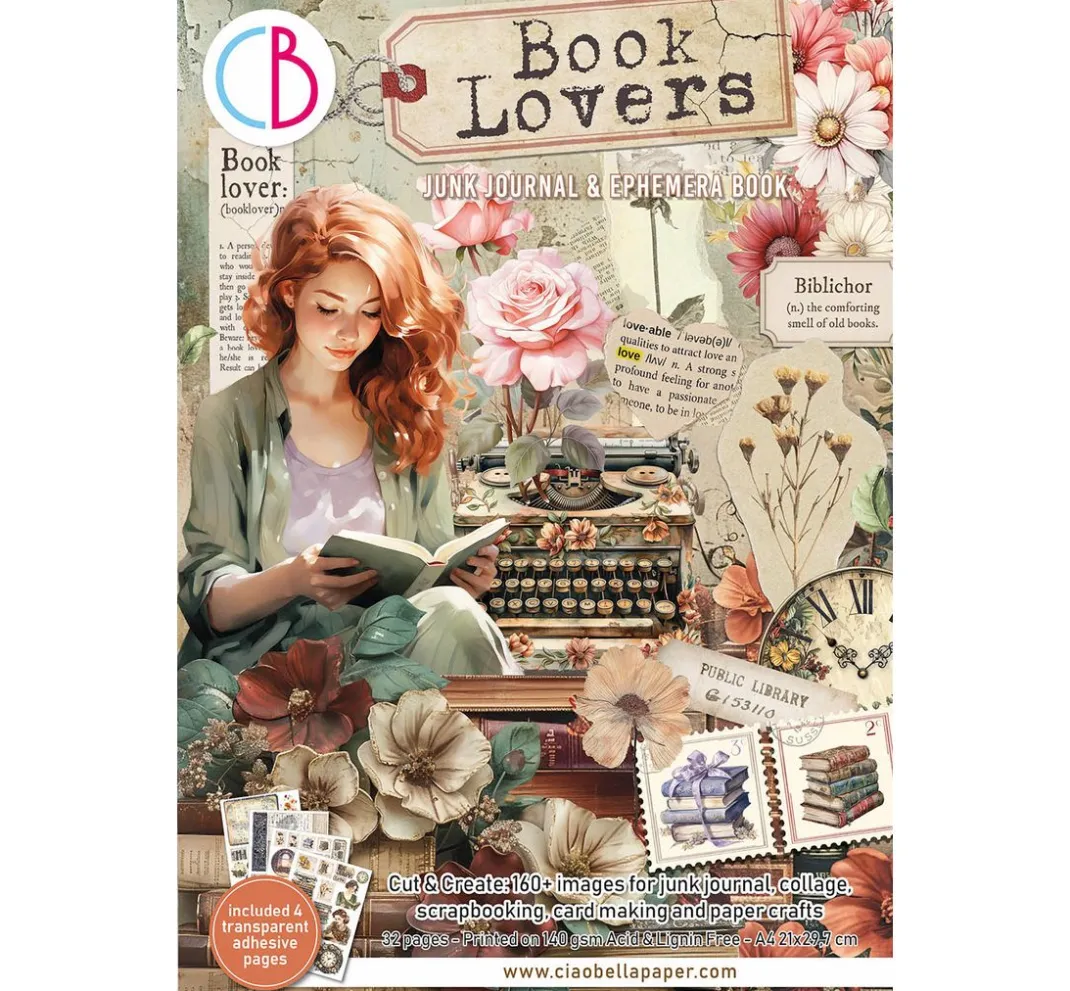 Ciao Bella Papier-Bastelsets|Farb- & Motivblöcke>Junk Journal & Ephemera Book "Book Lovers"