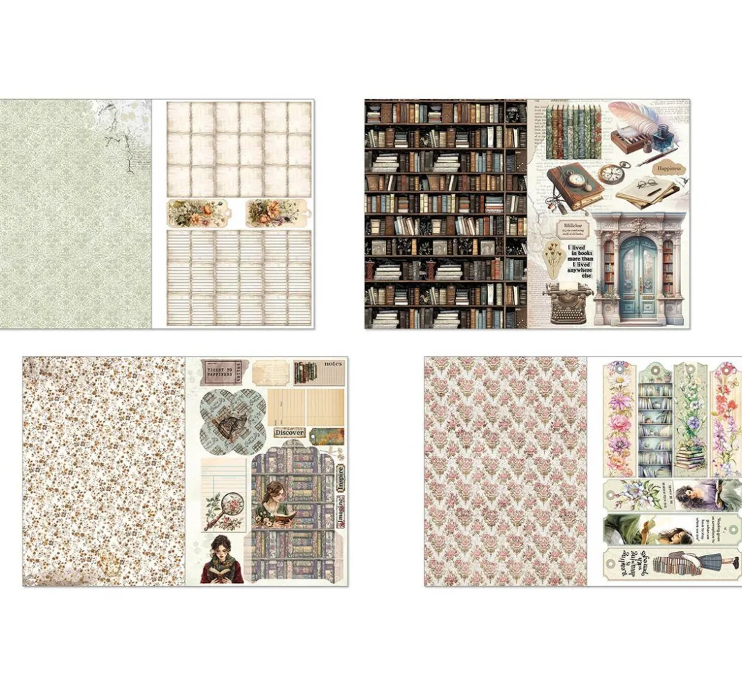 Ciao Bella Papier-Bastelsets|Farb- & Motivblöcke>Junk Journal & Ephemera Book "Book Lovers"