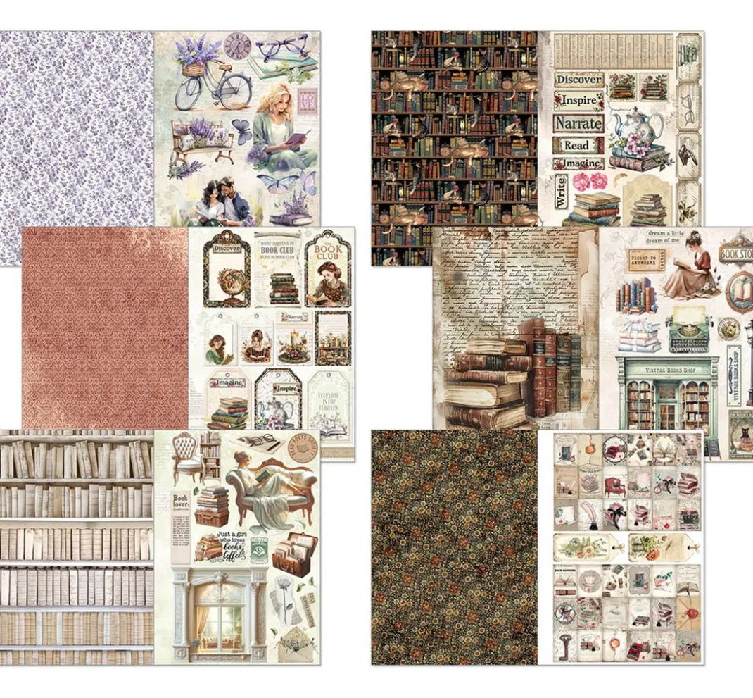 Ciao Bella Papier-Bastelsets|Farb- & Motivblöcke>Junk Journal & Ephemera Book "Book Lovers"