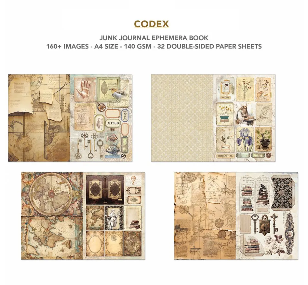Ciao Bella Papier-Bastelsets|Farb- & Motivblöcke>Junk Journal & Ephemera Book "Codex"