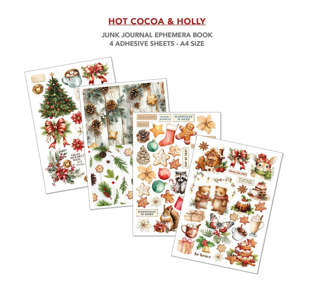 Ciao Bella Papier-Bastelsets|Farb- & Motivblöcke>Junk Journal & Ephemera Book "Hot Cocoa & Holly"