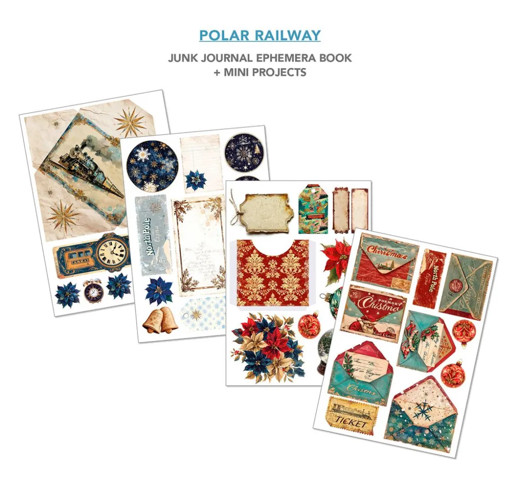 Ciao Bella Papier-Bastelsets|Farb- & Motivblöcke>Junk Journal & Ephemera Book "Polar Railway"