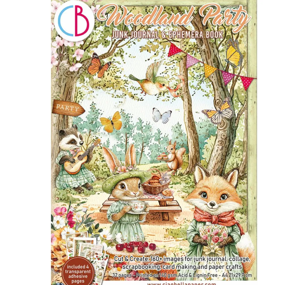 Ciao Bella Papier-Bastelsets|Farb- & Motivblöcke>Junk Journal & Ephemera Book "Woodland Party"