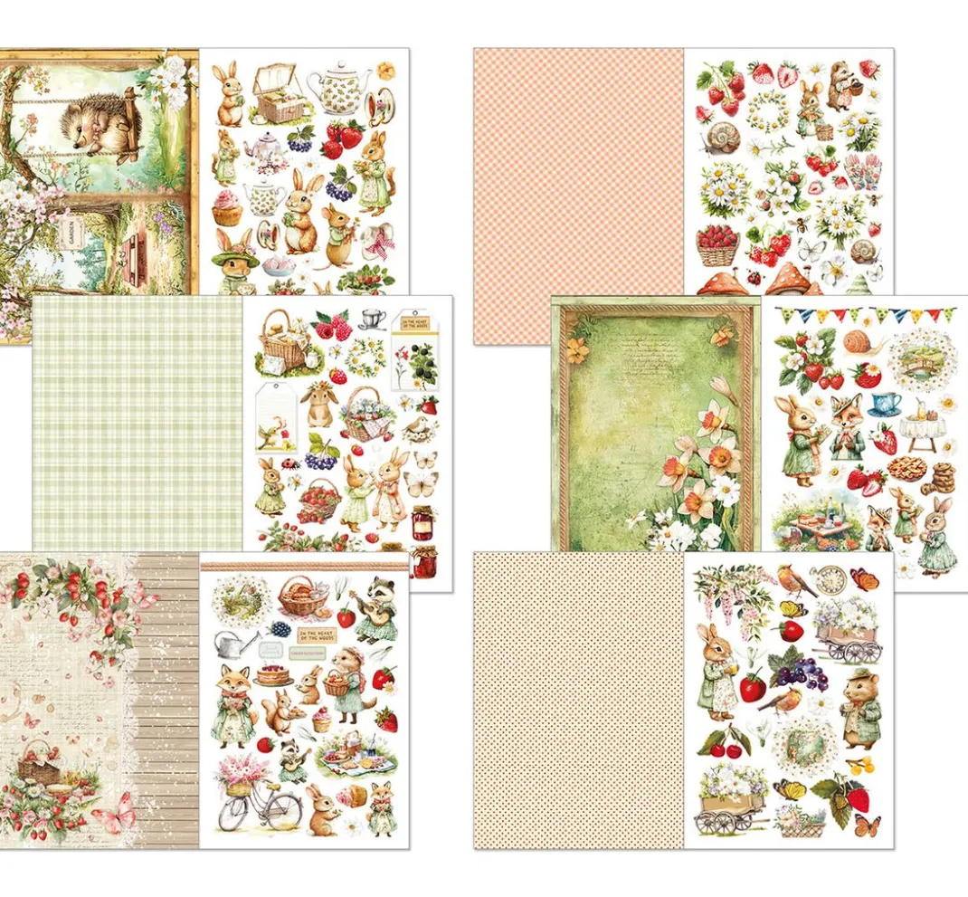 Ciao Bella Papier-Bastelsets|Farb- & Motivblöcke>Junk Journal & Ephemera Book "Woodland Party"
