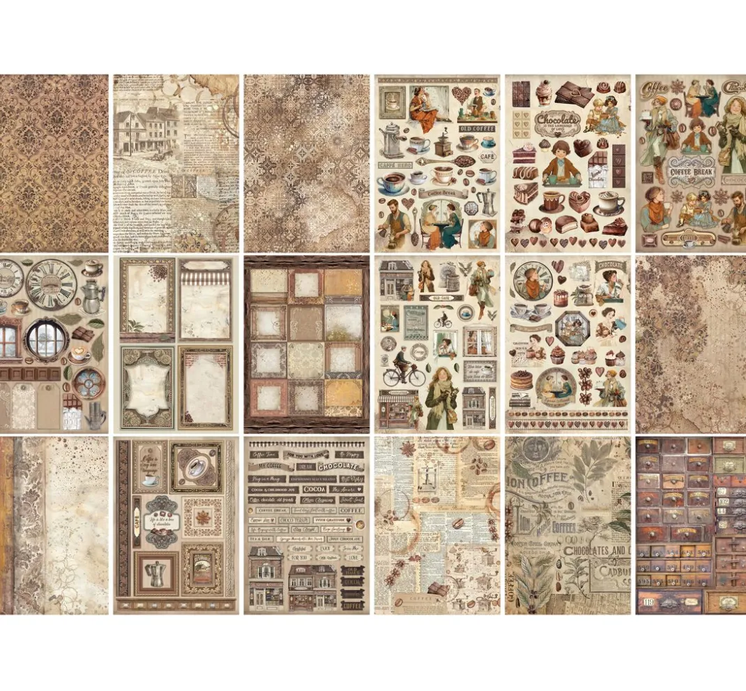 Stamperia Scrapbooking|Papier-Bastelsets>Junk Journal Book "Coffee and Chocolate"