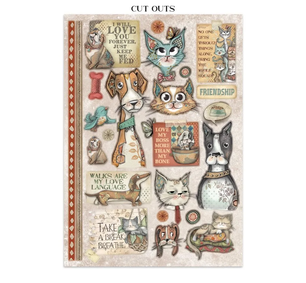 Stamperia Papier-Bastelsets|Farb- & Motivblöcke>Junk Journal Book "Furry Friends"