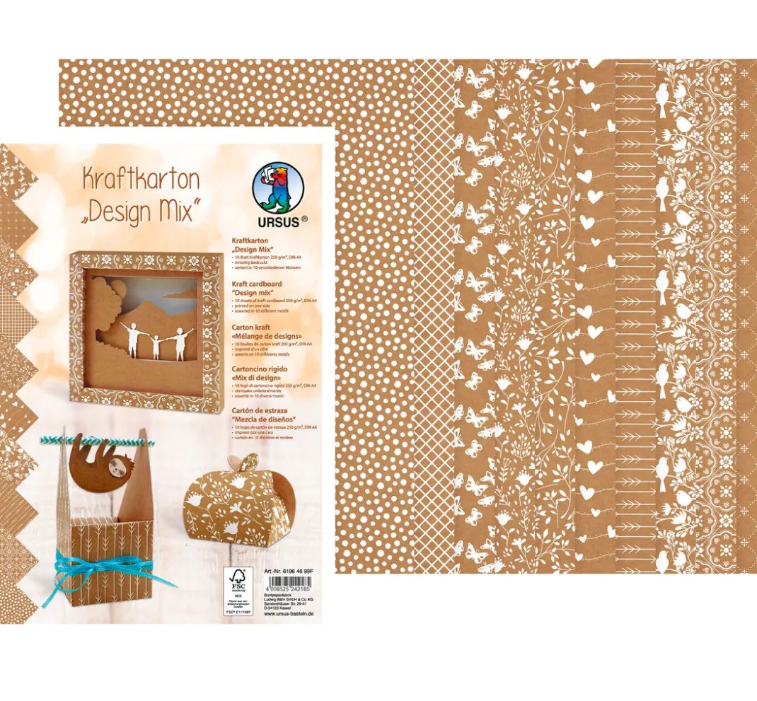 URSUS Kraftpapier & -Karton>Kraftkarton "Design Mix"