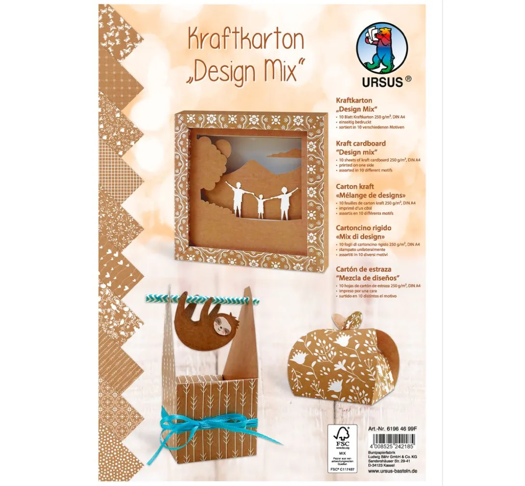 URSUS Kraftpapier & -Karton>Kraftkarton "Design Mix"