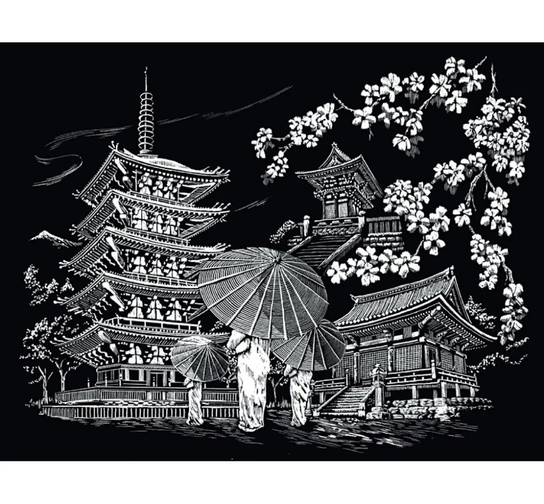 Kinder Royal Langnickel Kratzbilder|Kratzbilder>Kratzbild "Kyoto Temple"