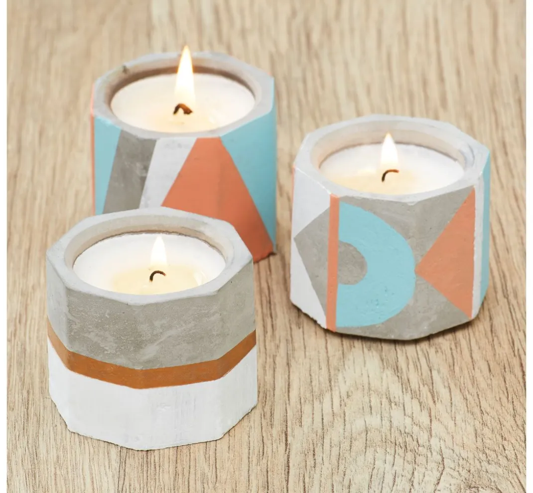 docrafts Simply Make Kerzen Gestalten|Bastelsets>Kreativ-Set "Beton Kerzenhalter mit Sojawachs"
