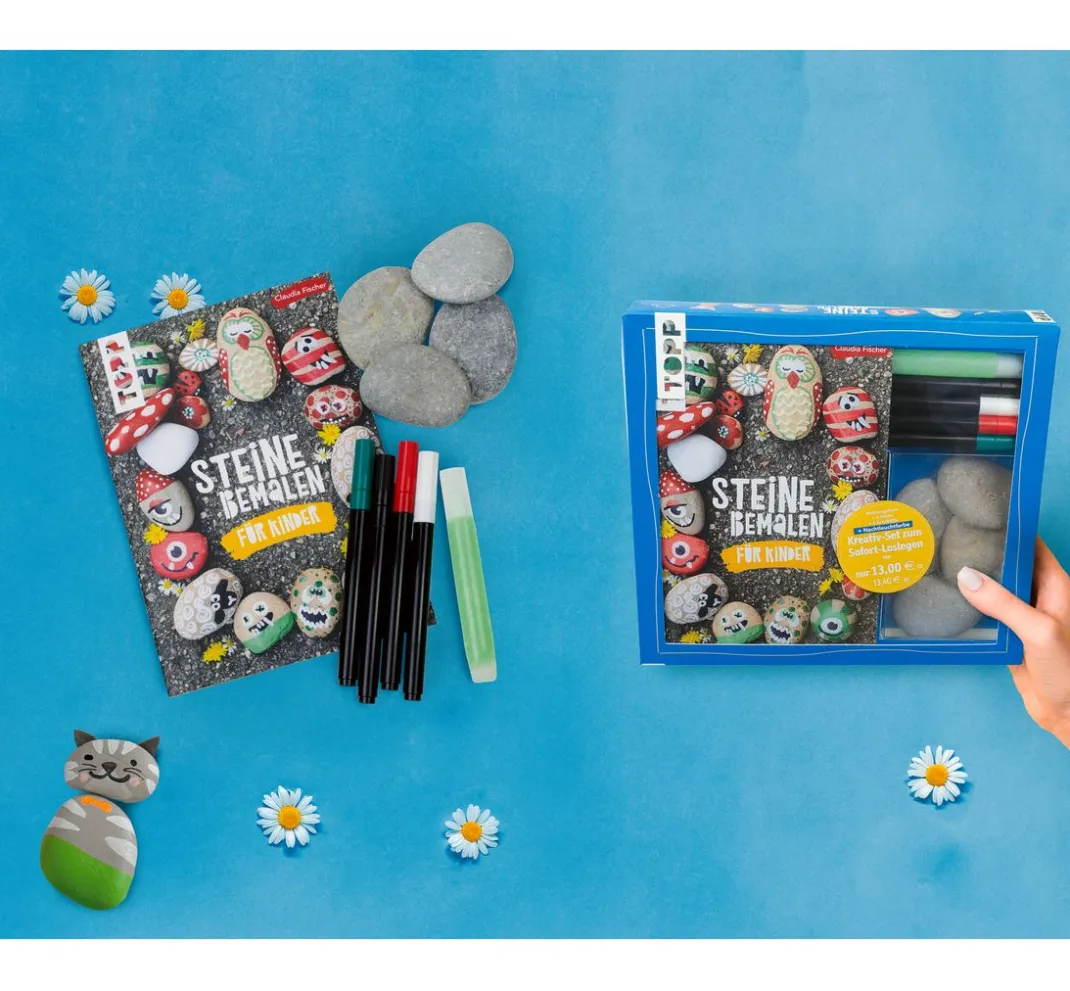 Kinder Topp Kinderbücher|Bücher>Kreativ-Set "Steine bemalen für Kinder"