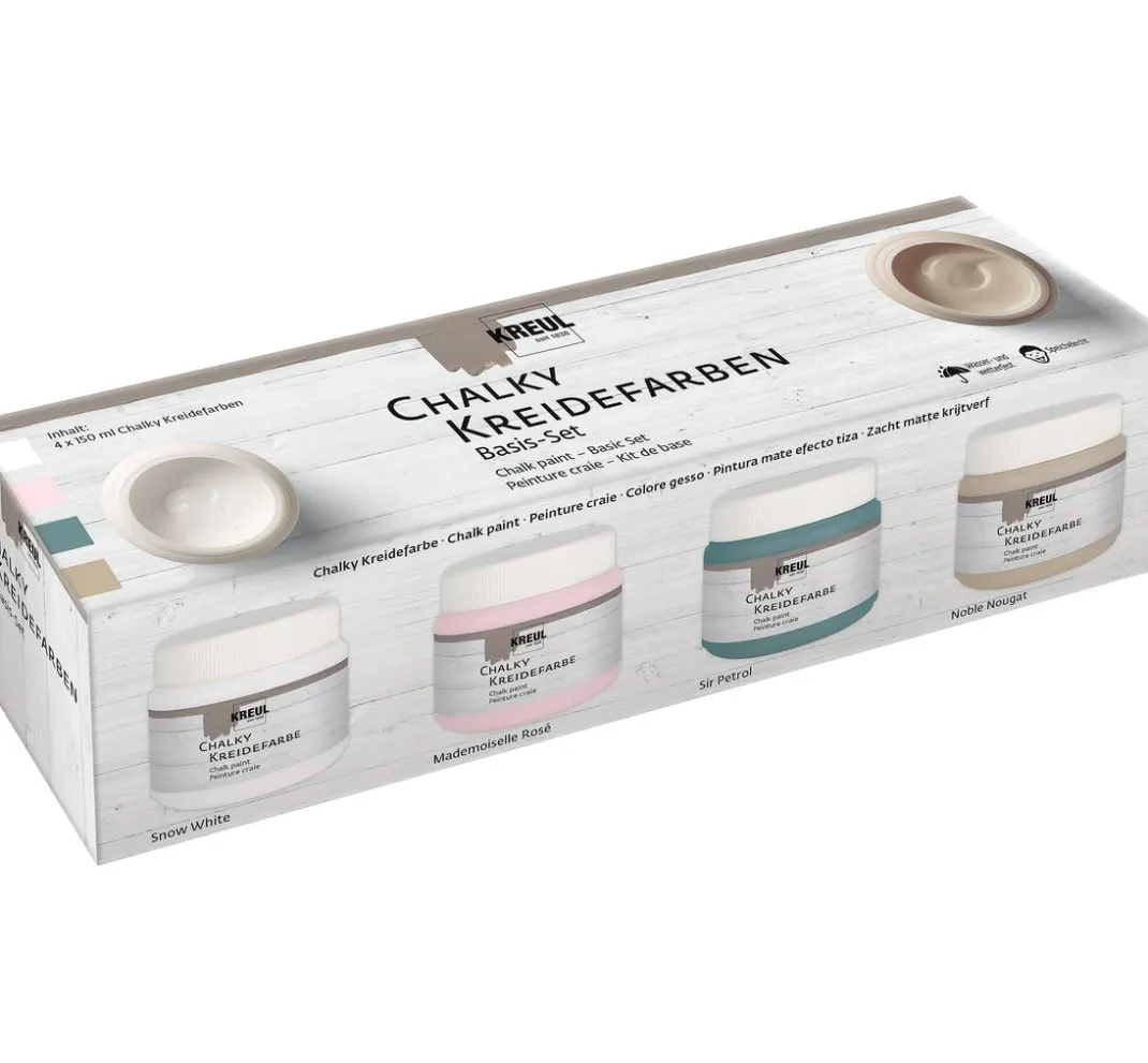 Kreul Kreative Kreidefarbe|Effektfarbe>KREUL Chalky Kreidefarben Basis-Set, 4 x 150 ml