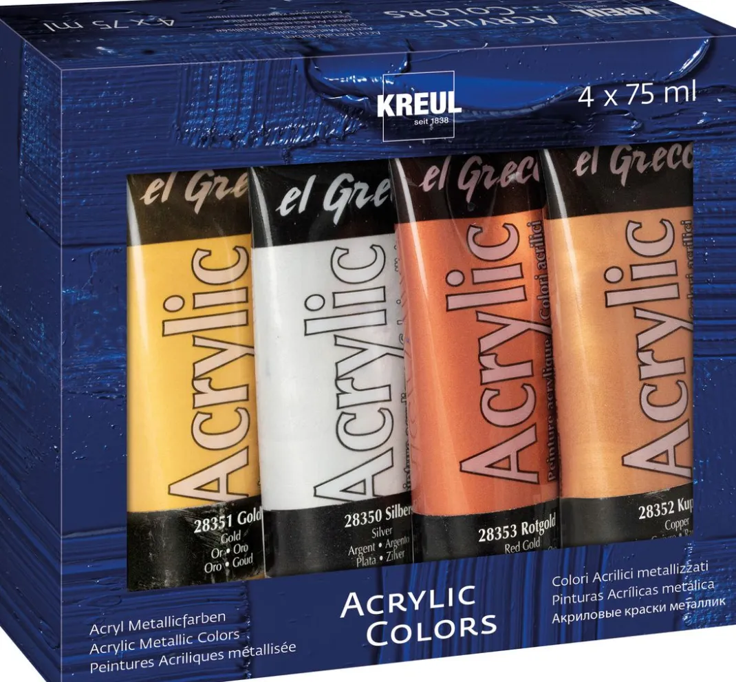 Kreul Künstler Künstlerfarbe|Effektfarbe>KREUL el Greco Acrylic "Metallic Colors", 4er-Set