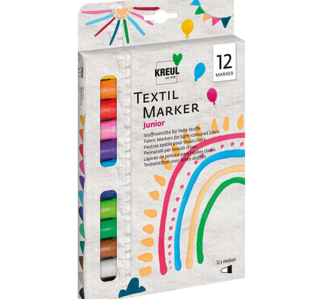Kinder Kreul Kreative Stifte & Marker|Textilfarbe>KREUL Textil Marker medium "Junior", 12er-Set