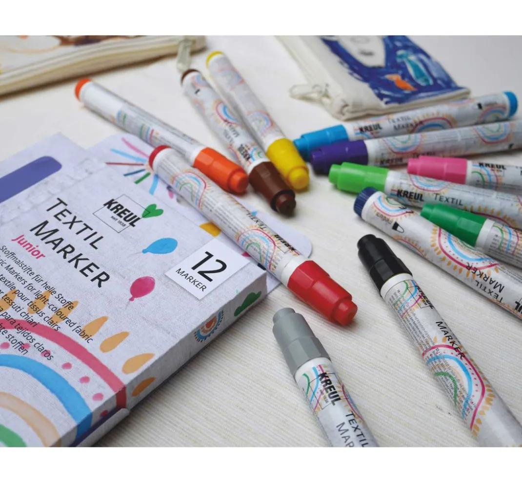 Kinder Kreul Kreative Stifte & Marker|Textilfarbe>KREUL Textil Marker medium "Junior", 12er-Set
