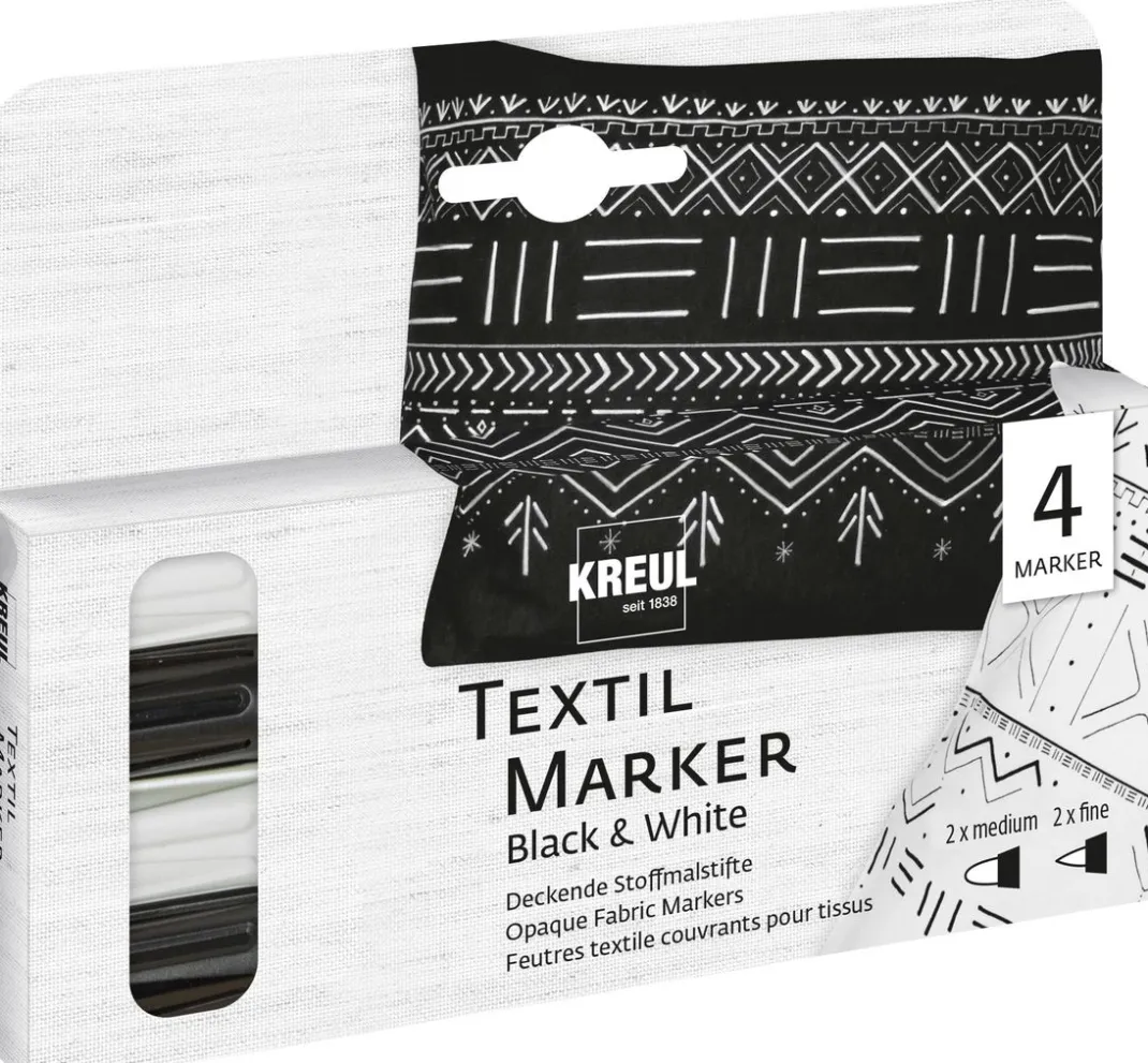 Kreul Textilfarbe|Farbsets>Textil Marker Opak "Black & White", 4er-Set