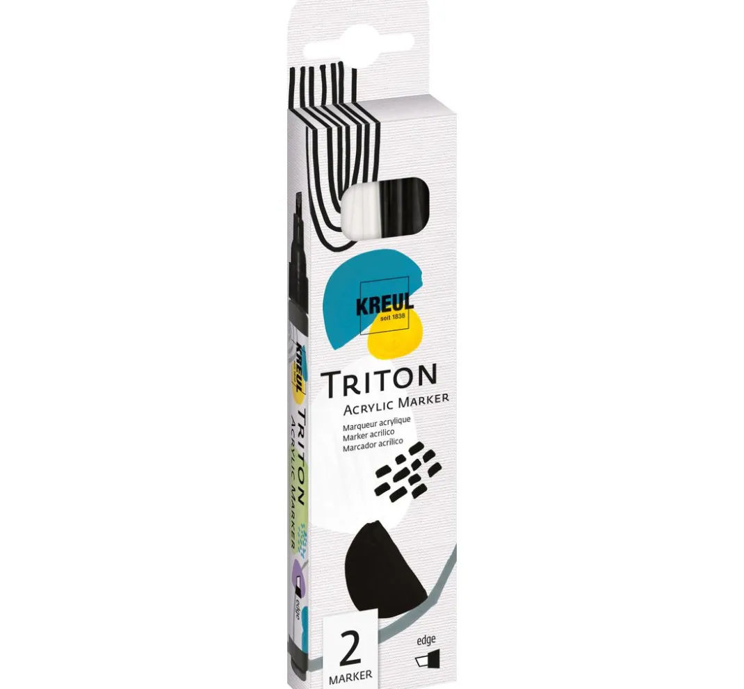 Kreul Künstler Stifte|Künstlerfarbe>KREUL Triton Acrylic Marker "edge", 2er-Set, Schwarz & Weiß
