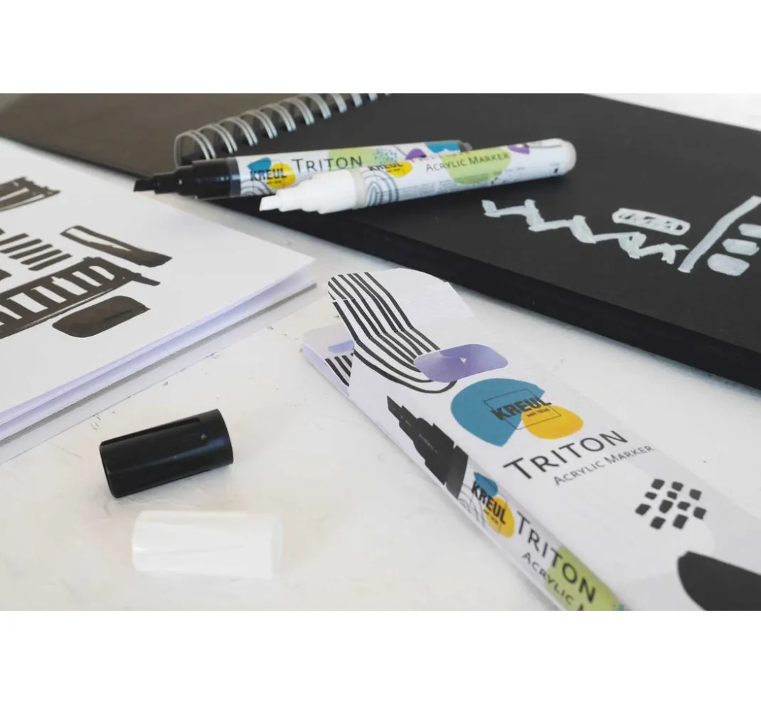 Kreul Künstler Stifte|Künstlerfarbe>KREUL Triton Acrylic Marker "edge", 2er-Set, Schwarz & Weiß