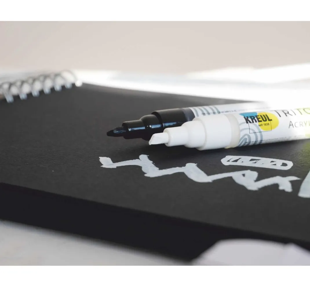 Kreul Künstler Stifte|Künstlerfarbe>KREUL Triton Acrylic Marker "edge", 2er-Set, Schwarz & Weiß