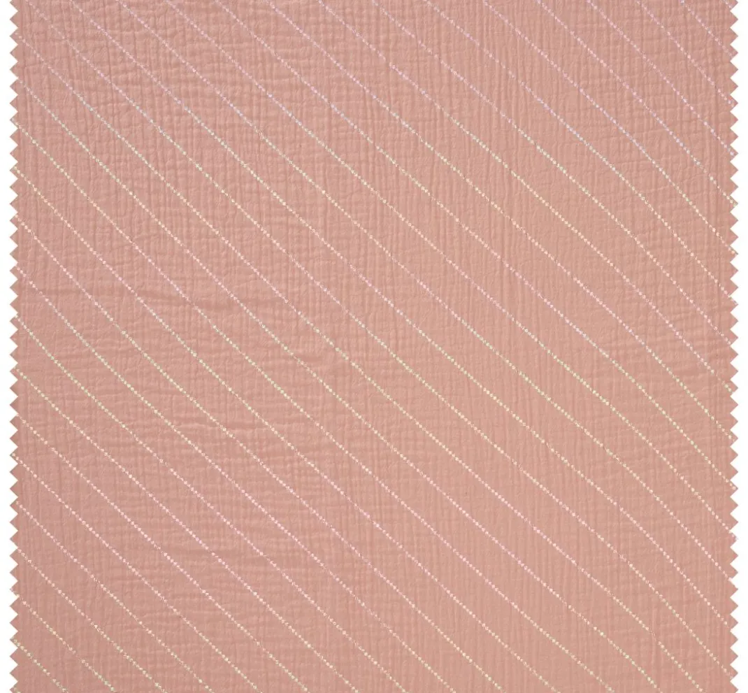 Rico Design Musselin Stoff|Stoff Meterware>Krinkel-Musselin Baumwoll-Stoff mit Hot-Foil Effekt "Streifen"