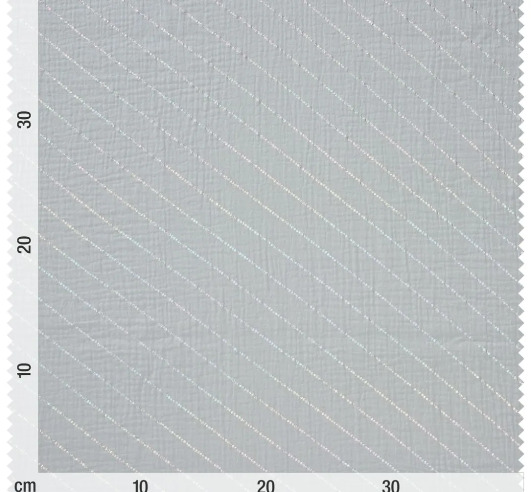 Rico Design Musselin Stoff|Stoff Meterware>Krinkel-Musselin Baumwoll-Stoff mit Hot-Foil Effekt "Streifen"