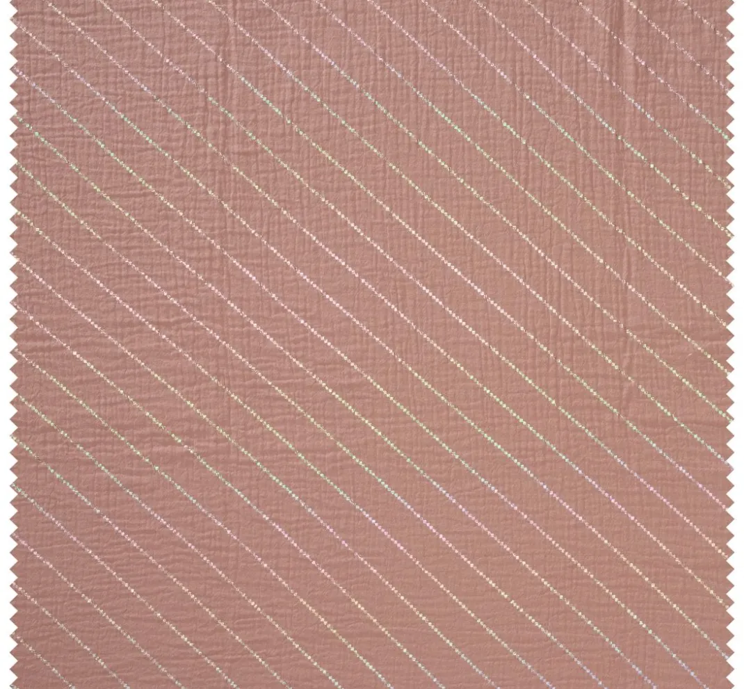 Rico Design Musselin Stoff|Stoff Meterware>Krinkel-Musselin Baumwoll-Stoff mit Hot-Foil Effekt "Streifen"
