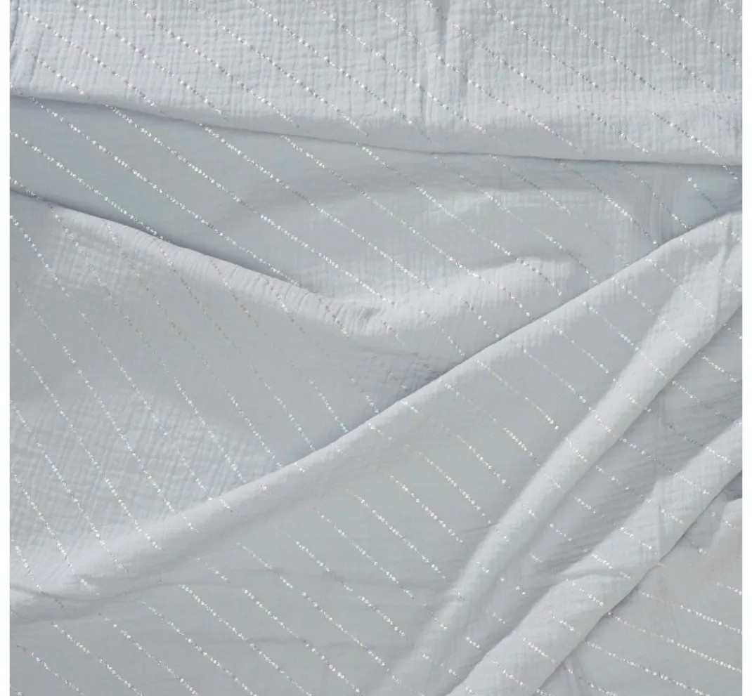 Rico Design Musselin Stoff|Stoff Meterware>Krinkel-Musselin Baumwoll-Stoff mit Hot-Foil Effekt "Streifen"
