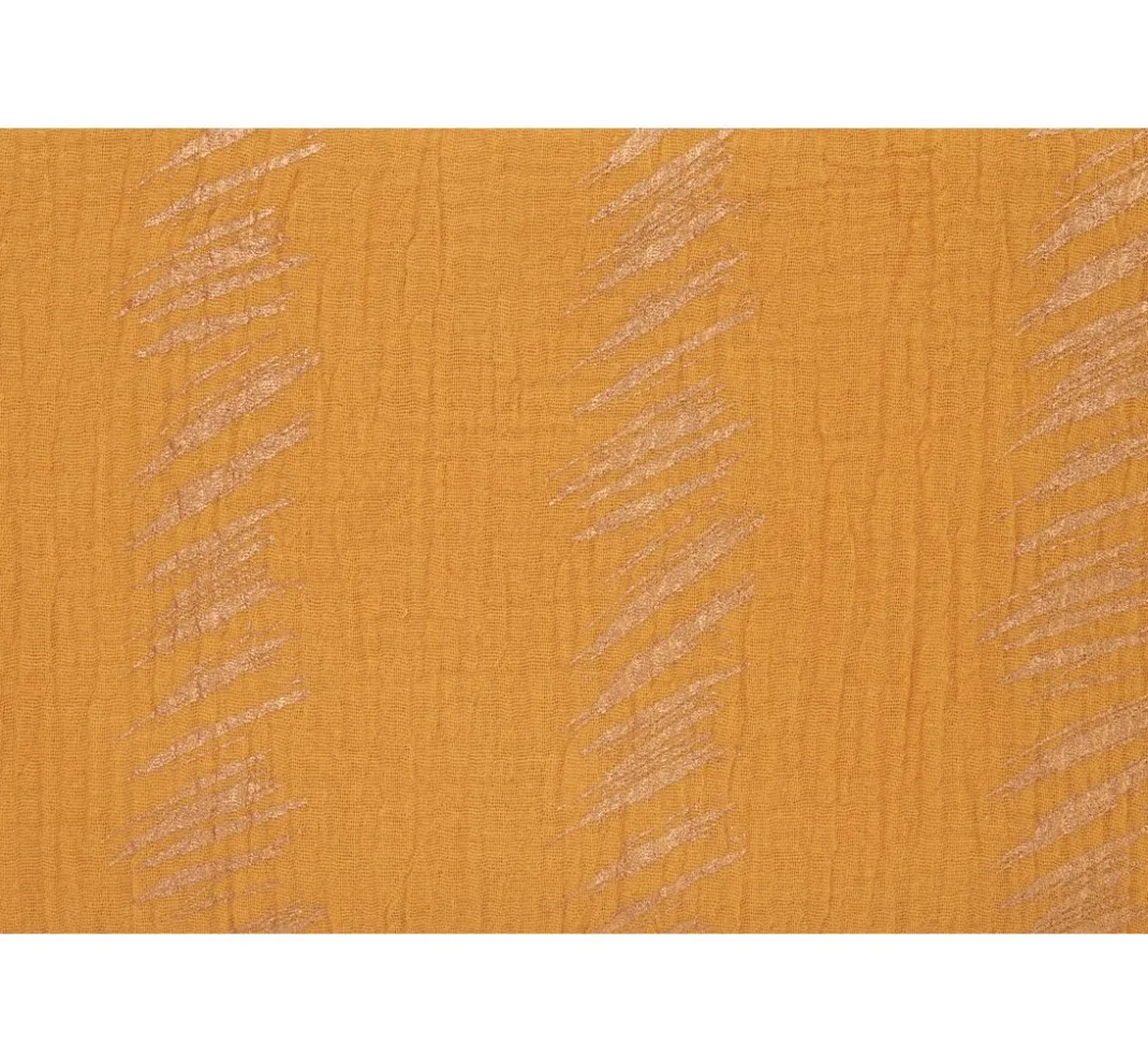 Rico Design Musselin Stoff|Stoff Meterware>Krinkel-Musselin Baumwoll-Stoff mit Gold-Effekt "Transformation" Crush Stipes