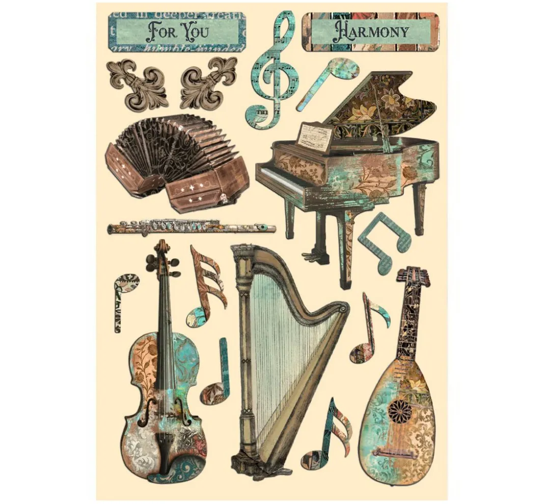 Stamperia Dekoelemente>Lasercut-Motive "Music"