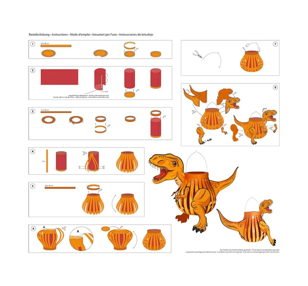 Kinder URSUS Laterne Basteln|Papier>Laternen-Bastelset "T-Rex"
