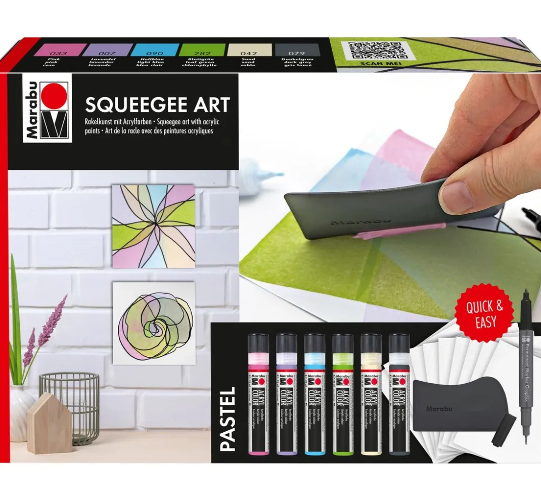 Marabu Künstlerfarbe|Bastelfarbe>Acryl Color Squeegee Art Set