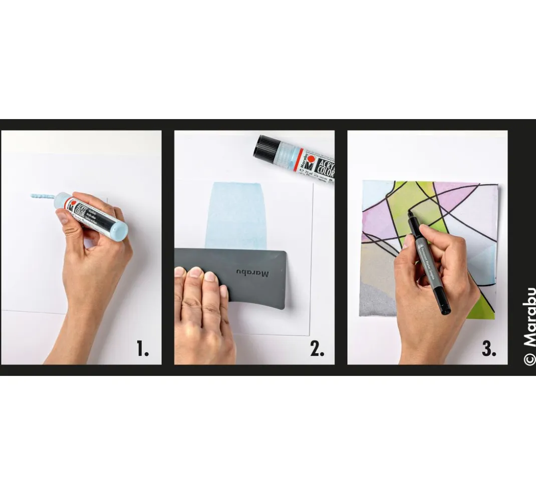 Marabu Künstlerfarbe|Bastelfarbe>Acryl Color Squeegee Art Set