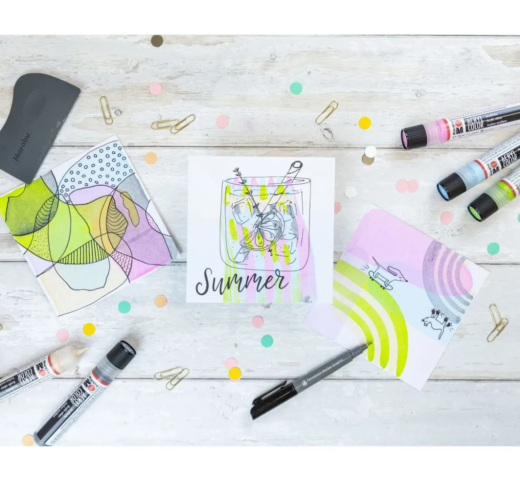 Marabu Künstlerfarbe|Bastelfarbe>Acryl Color Squeegee Art Set
