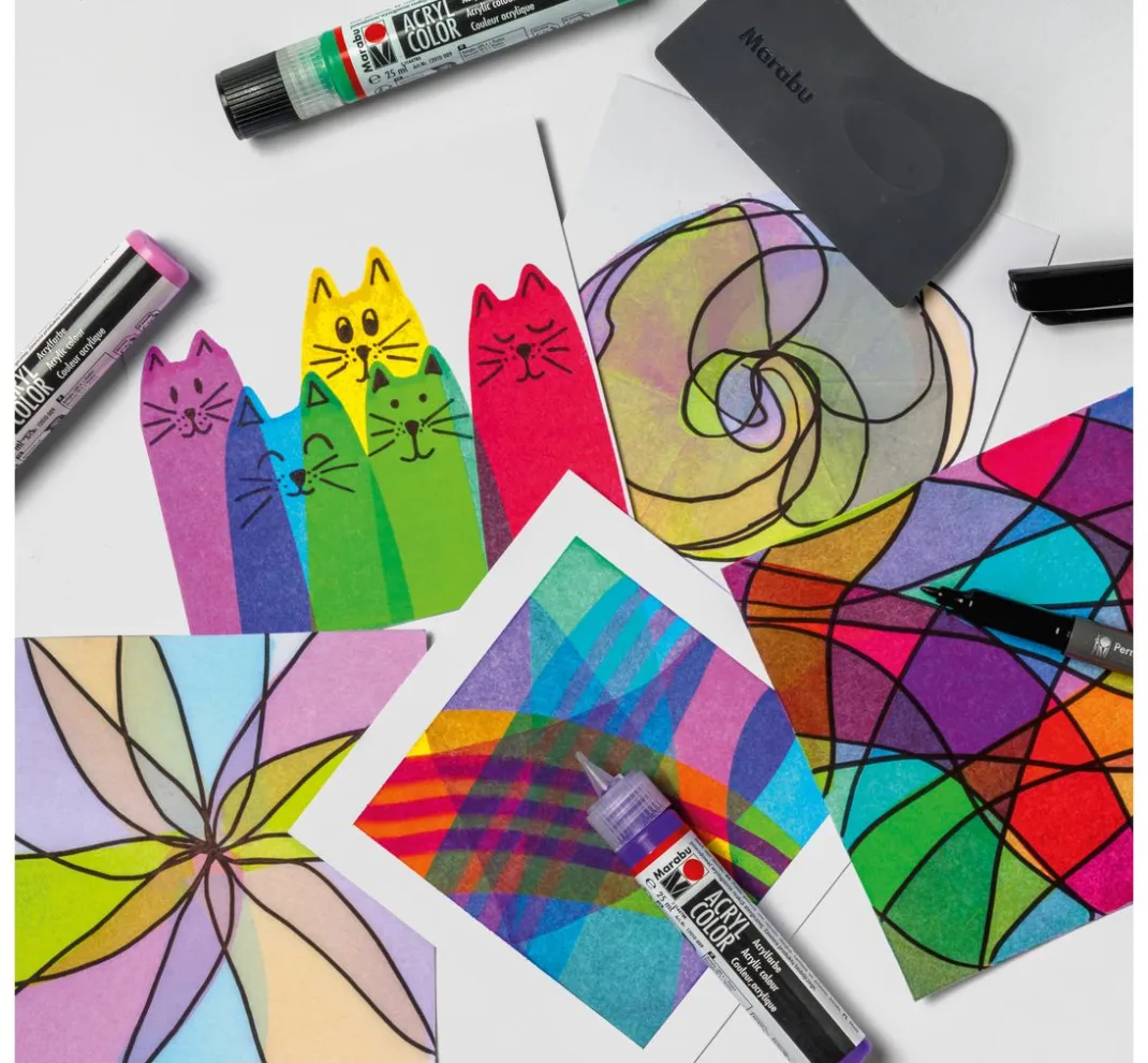 Marabu Künstlerfarbe|Bastelfarbe>Acryl Color Squeegee Art Set
