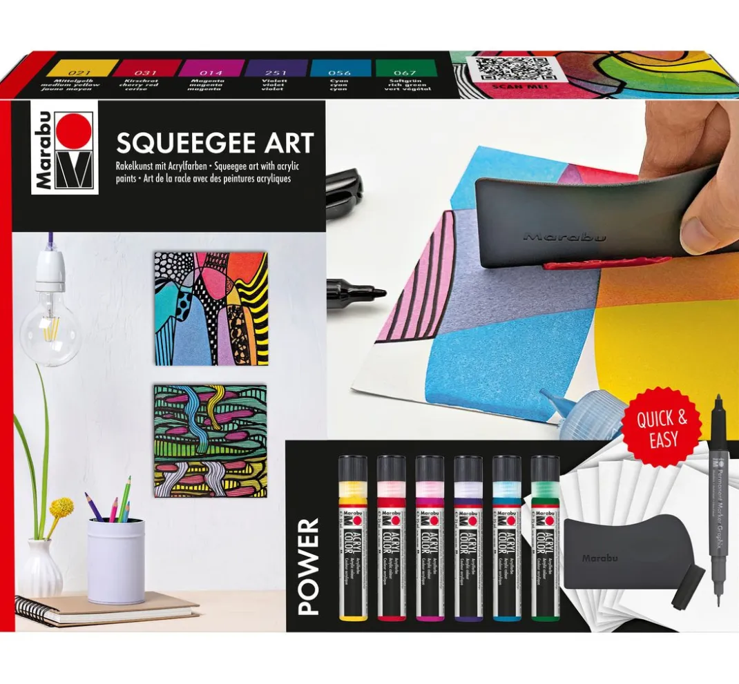 Marabu Künstlerfarbe|Bastelfarbe>Acryl Color Squeegee Art Set