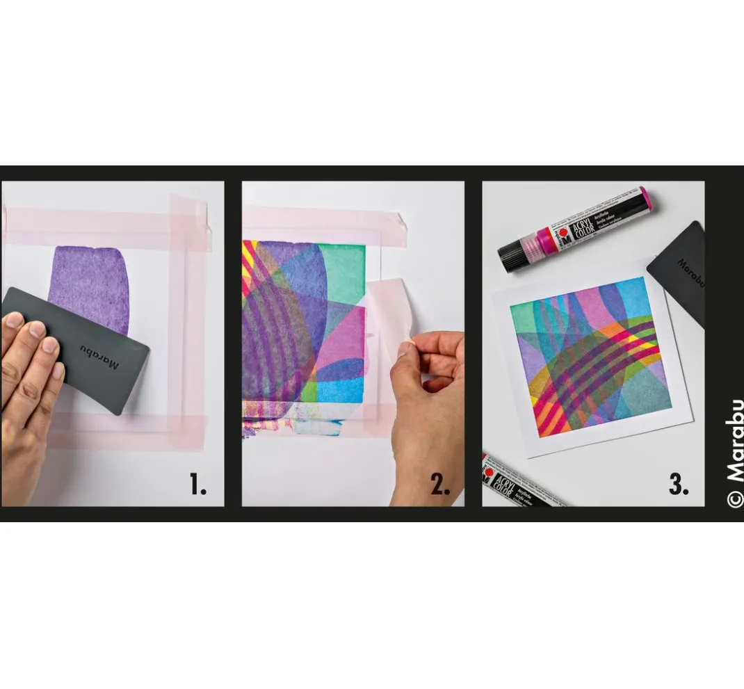 Marabu Künstlerfarbe|Bastelfarbe>Acryl Color Squeegee Art Set