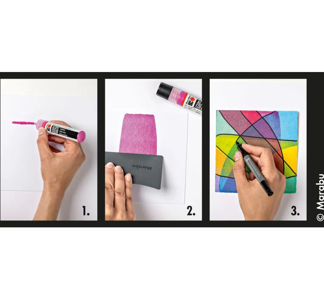 Marabu Künstlerfarbe|Bastelfarbe>Acryl Color Squeegee Art Set