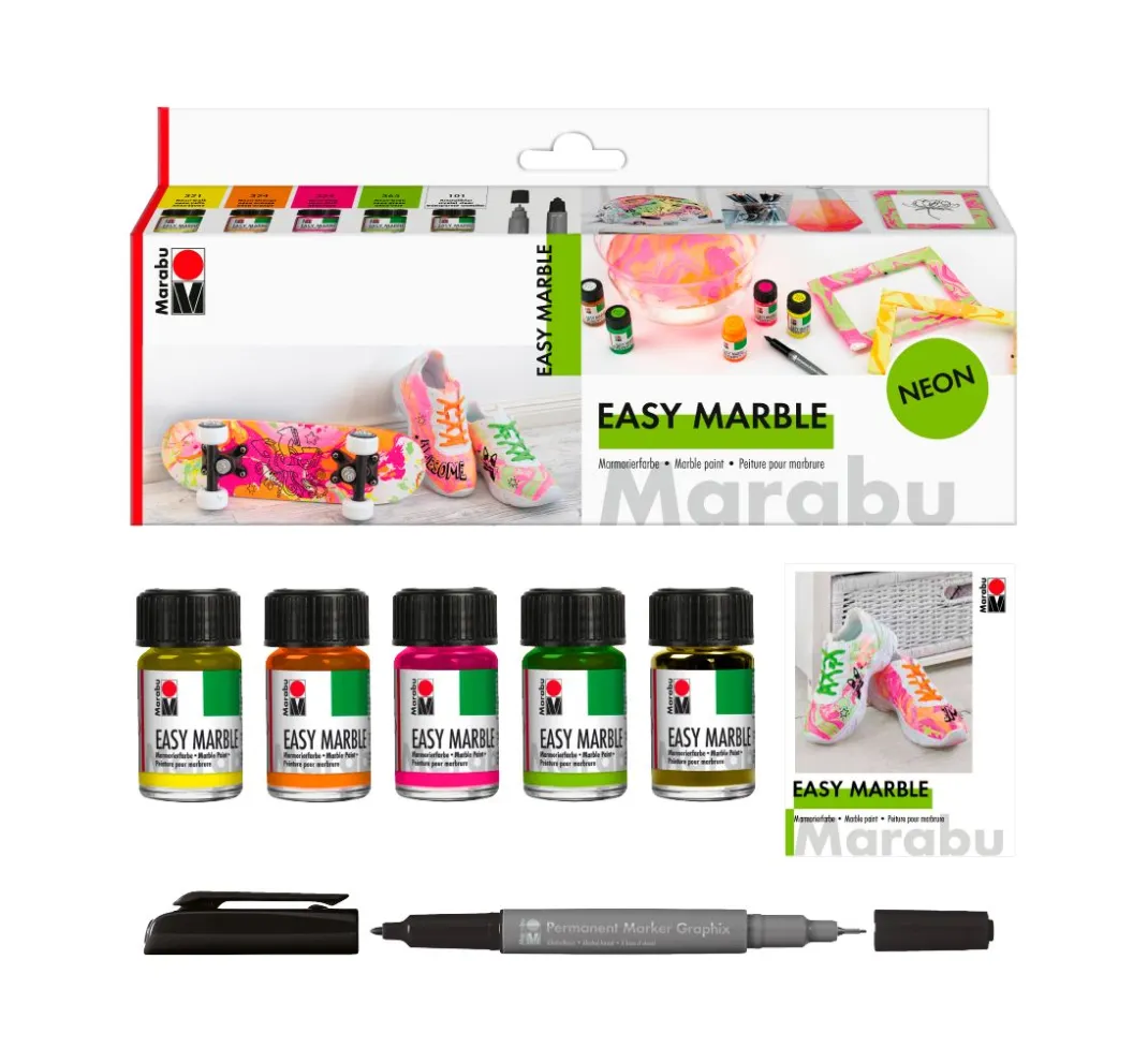 Marabu Marmorieren|Farbsets>EASY MARBLE-Set "NEON"