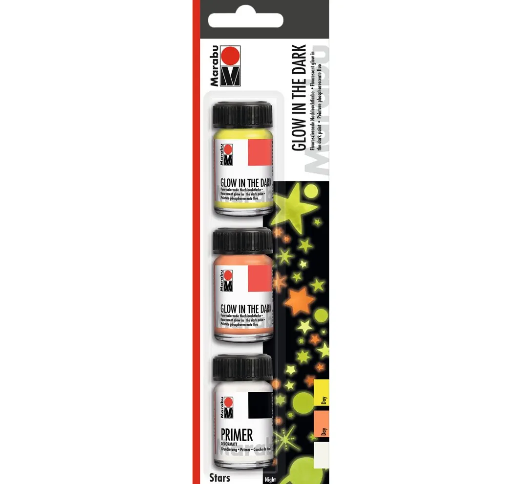 Marabu Effektfarbe>GLOW IN THE DARK-Set "STARS"