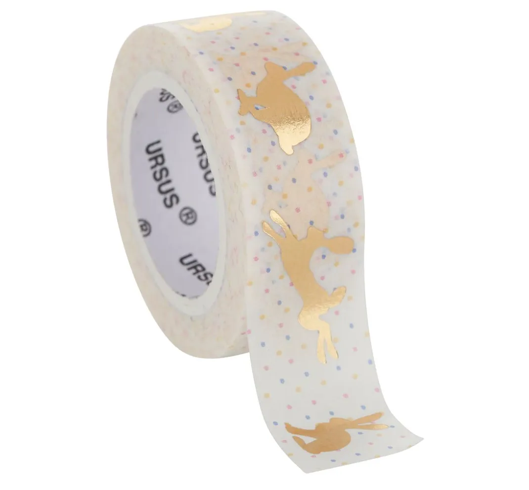 URSUS Masking Tape|Sticker & Klebebänder>Masking Tape "Hasen, gold"