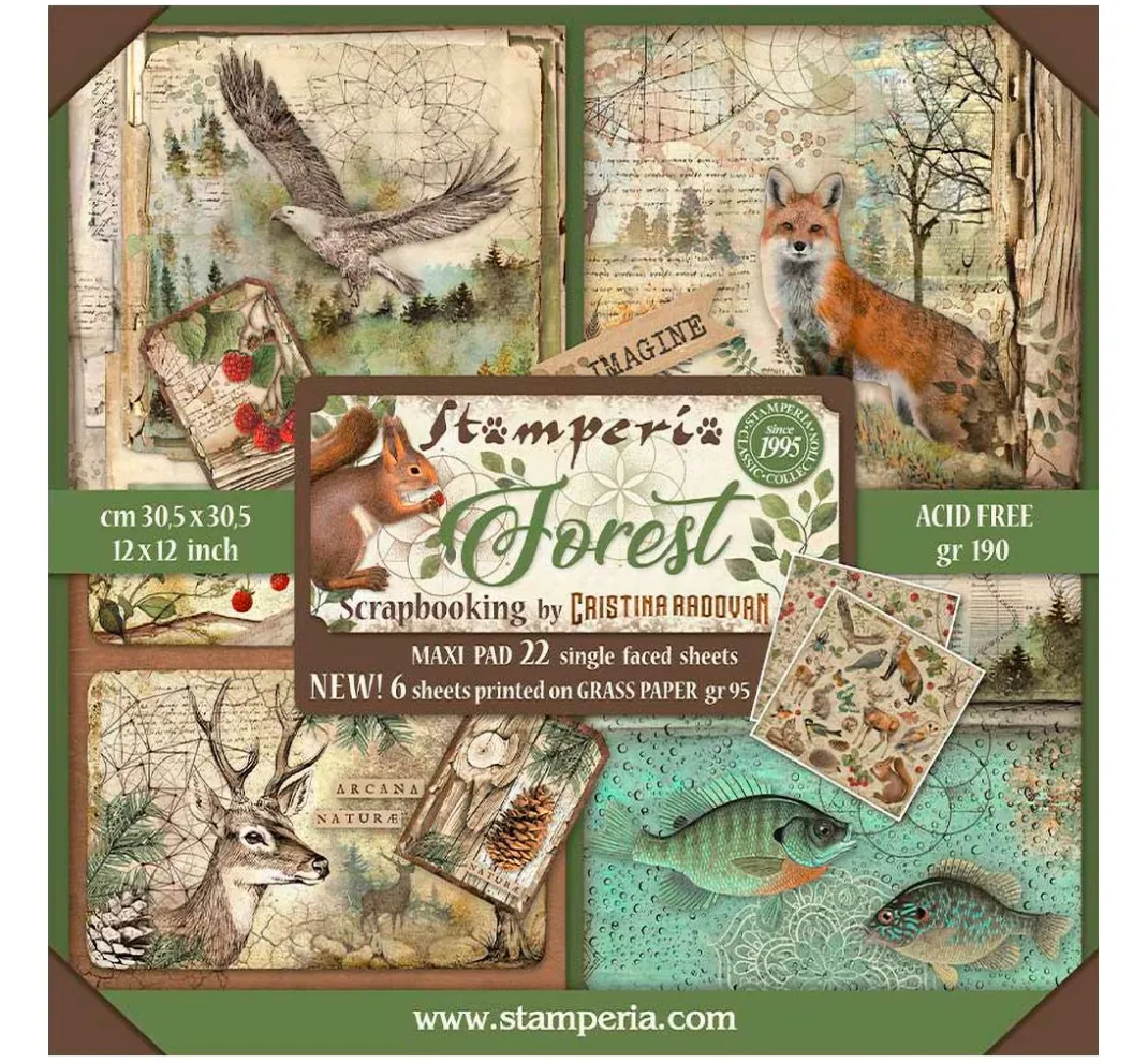 Stamperia Farb- & Motivblöcke|Scrapbooking>Maxi Scrapbook-Block "Forest"
