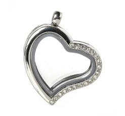 UIT Anhänger & Charms>Medaillon-Anhänger "Herz mit Strass"