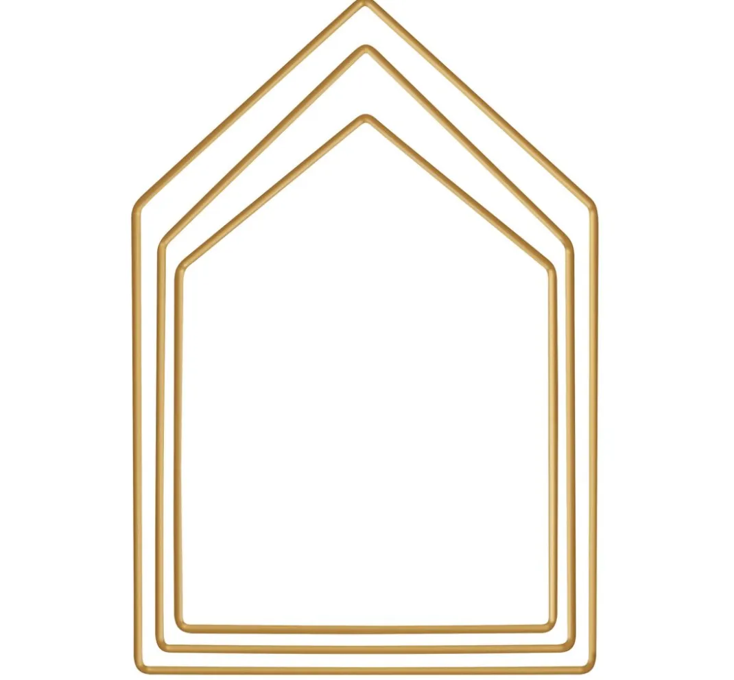 Rayher Diverse Materialien|Metallringe>Metallring "Haus", 3er-Set, Goldfarben