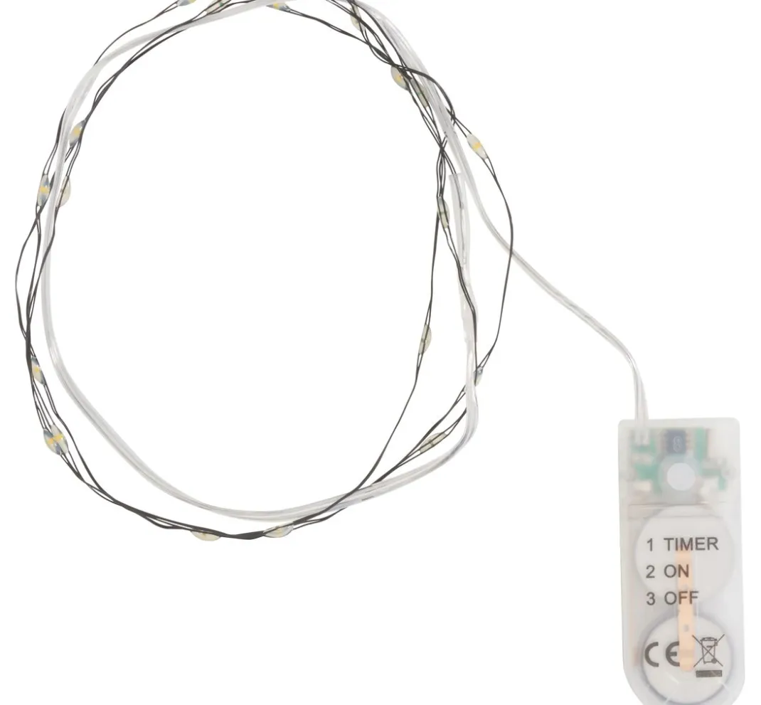 ohne Marke Lichterketten>Micro LED Lichterkette, mit Timer, schwarzer Draht, 20 LEDs