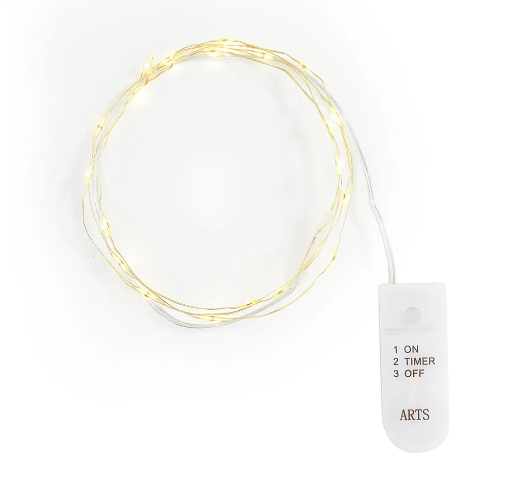 ohne Marke Lichterketten>Micro-LED-Lichterkette, mit Timer, goldfarbener Draht, 20 LEDs