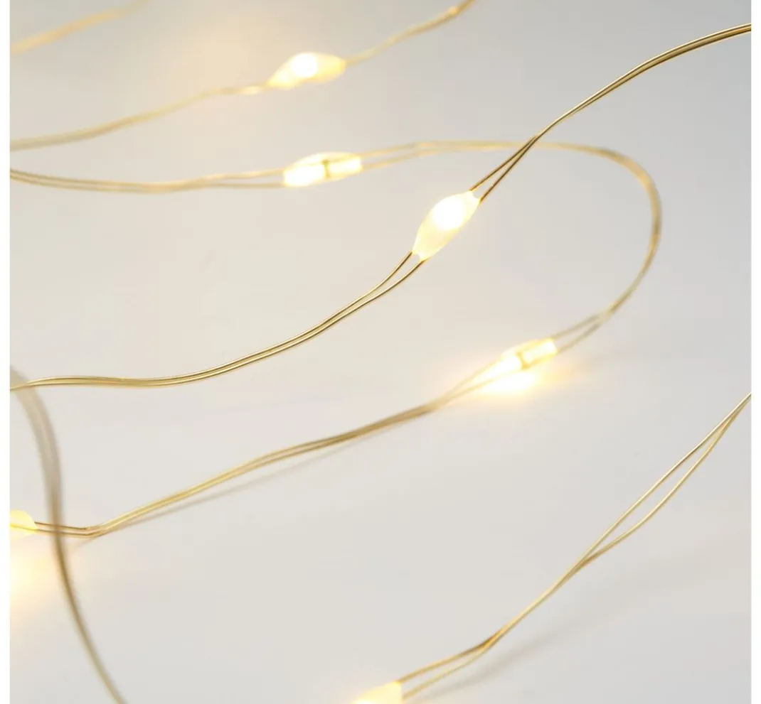 ohne Marke Lichterketten>Micro-LED-Lichterkette, mit Timer, goldfarbener Draht, 20 LEDs