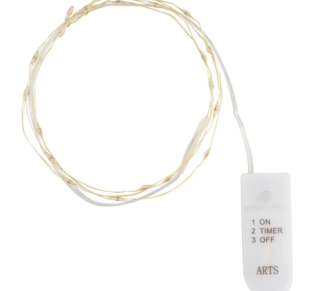 ohne Marke Lichterketten>Micro-LED-Lichterkette, mit Timer, goldfarbener Draht, 20 LEDs