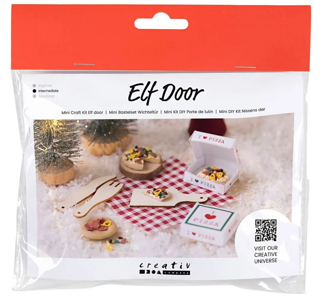 creativ company Miniaturen>Mini Bastelset Wichteltür "Pizza"