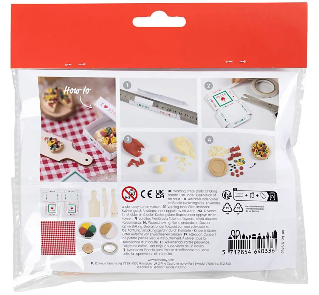 creativ company Miniaturen>Mini Bastelset Wichteltür "Pizza"